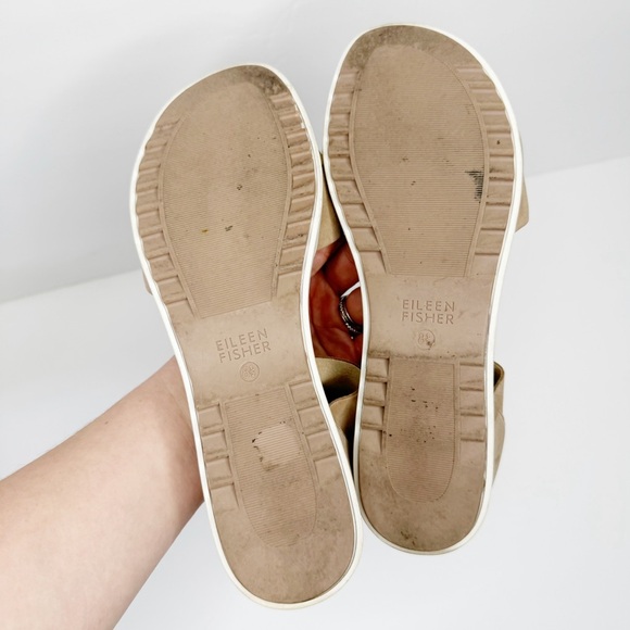 Eileen Fisher Viv Tumbled Nubuck Wedge Sandal Nude Tan 8.5 - Picture 7 of 7